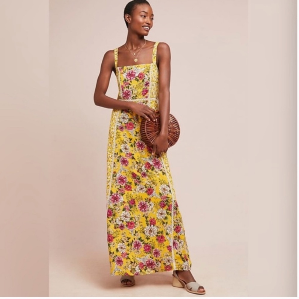 Anthro |Farm Rio De Janeiro Soft Floral Maxi Dress